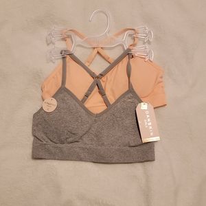 DANSKIN Girl's Bras with removeable pads Pink and Grey Cross back Medium